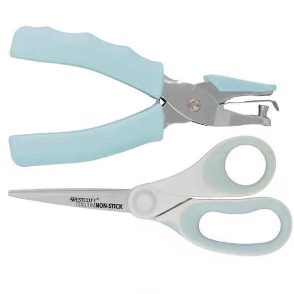 New Westcott Paper Crafting Set, Blue and White, 9 Piece Set - Picture 5 of 11